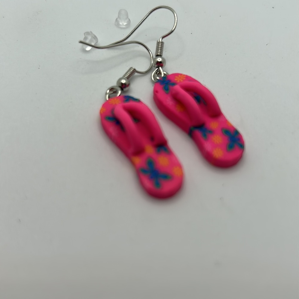 Pink Flip Flop Fashion Earrings - Picture 2 of 3